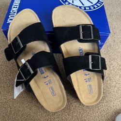 Birkenstock Arizona Black Suede Leather Unisex Casual Sandals