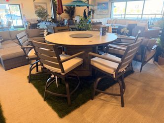 7pc Round Patio Firepit table set