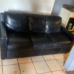 Black Leather  Sofa 200