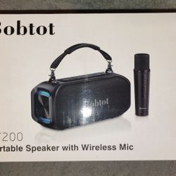 Portable Bluetooth Speaker With 2 Wireless Microphone 