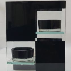 Glass Candle Holder Tea Candles Black And Clear