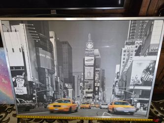 Large New York City Times Square framed photo canvas print wall art NYC (55x39)