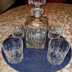 Antique Crystal Decantur W/ Rock Glasses