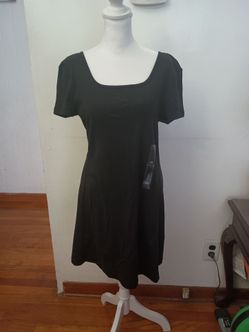 NWT Classic Black Scoop Neck Short Sleeve Calvin Klein Ck Dress Large