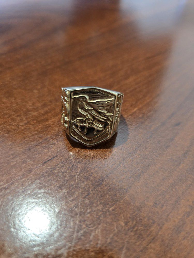 14k Gold Raven Emblem Ring