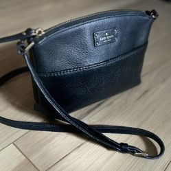 Kate Spade Cross Body Purse - Black leather With Gold Details