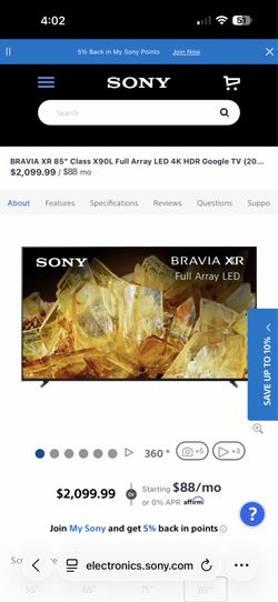 SONY 85” TV