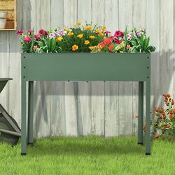 Metal Raised Garden Bed with Legs, Outdoor Raised Garden Beds for Vegetables, Herbs, Flowers, Elevated Planter Box for Backyard, Patio, Balcony, Green