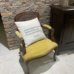 Yellow Velvet Padded Arm Chair