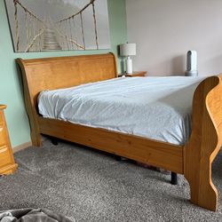 California King Wood Sleigh  Bed Frame
