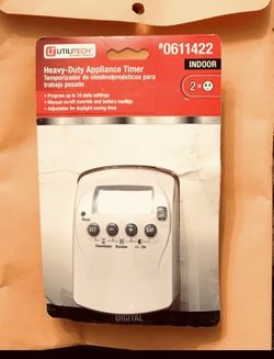 New Utilitech HEAVY DUTY APPLIANCE TIMER 2 Outlet 16 Daily Settings 0611422