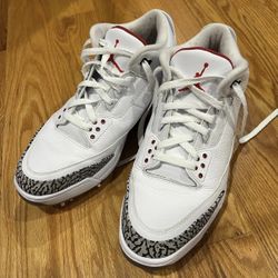 Nike Air Jordan 3 Retro White Cement Mens Size 12 Golf Shoes