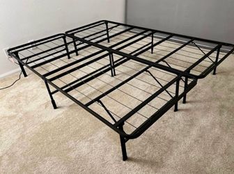 CAL KING SIZE METAL BED FRAME FOLDABLE (LIKE NEW) (VERY STURDY)