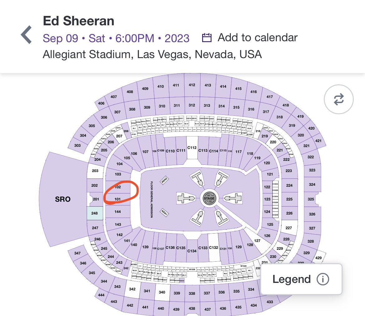 Ed Sheeran Concert Ticket X 4 For sale - Las vegas 9/9/23