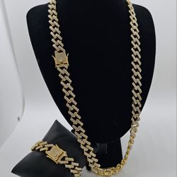 Rhombic Iced Cuban Chain Set