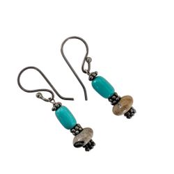  Sterling Silver Drop Earrings – Amazonite or Turquoise with Jasper Accents