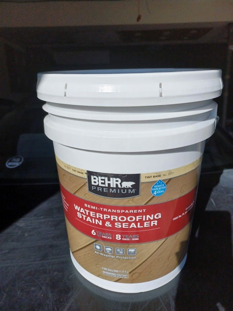 5 Gallon Behr Semi-Transparent Redwood Stain $95