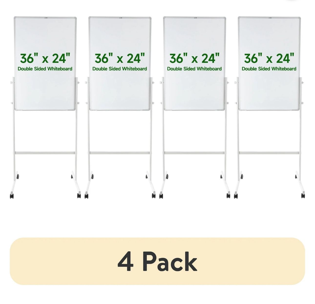 (4 pack) Pen + Gear Mobile Dry Erase Board, 24 X 36 inch, Whiteboard