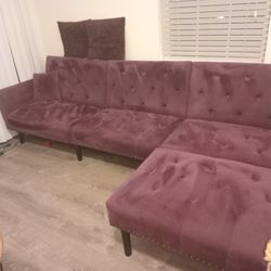 Used Purple Velvet Sleeper Sofa-Free