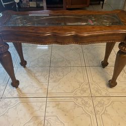 Glass top Wood Consol/Foyer Table 