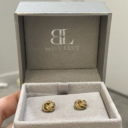  Bony Levy 14K Gold Knot Stud Earrings – Brand New