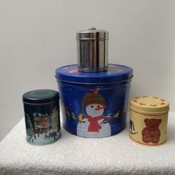 3/$10🌟 Lot of 3 Holiday & Plain Cookie/ Snack/ Storage/ Toy Tins Containers