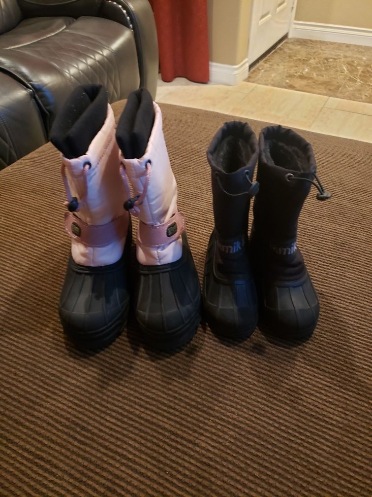 2 pairs of kids snow boots, price for both