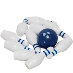 vintage bowling plastic cake decoration in blue