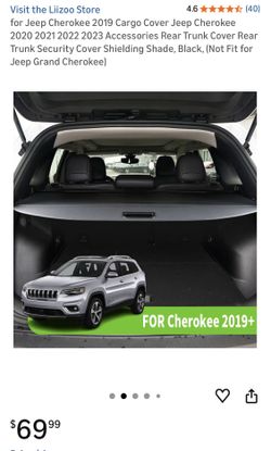 Jeep Cherokee 2019 Cargo Cover Jeep Cherokee 2020 2021 2022 2023 Accessories Rear Trunk Cover Rear Trunk Security Cover Shielding Shade, Black, (Not F