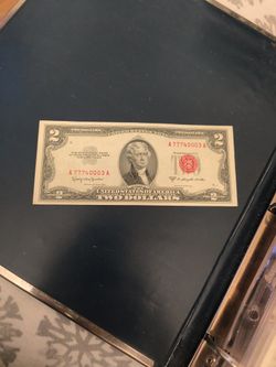 1953 Red Seal 2 Dollar Bill 