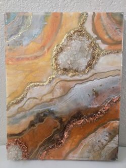 Resin Geode Abstract Art on Canvas