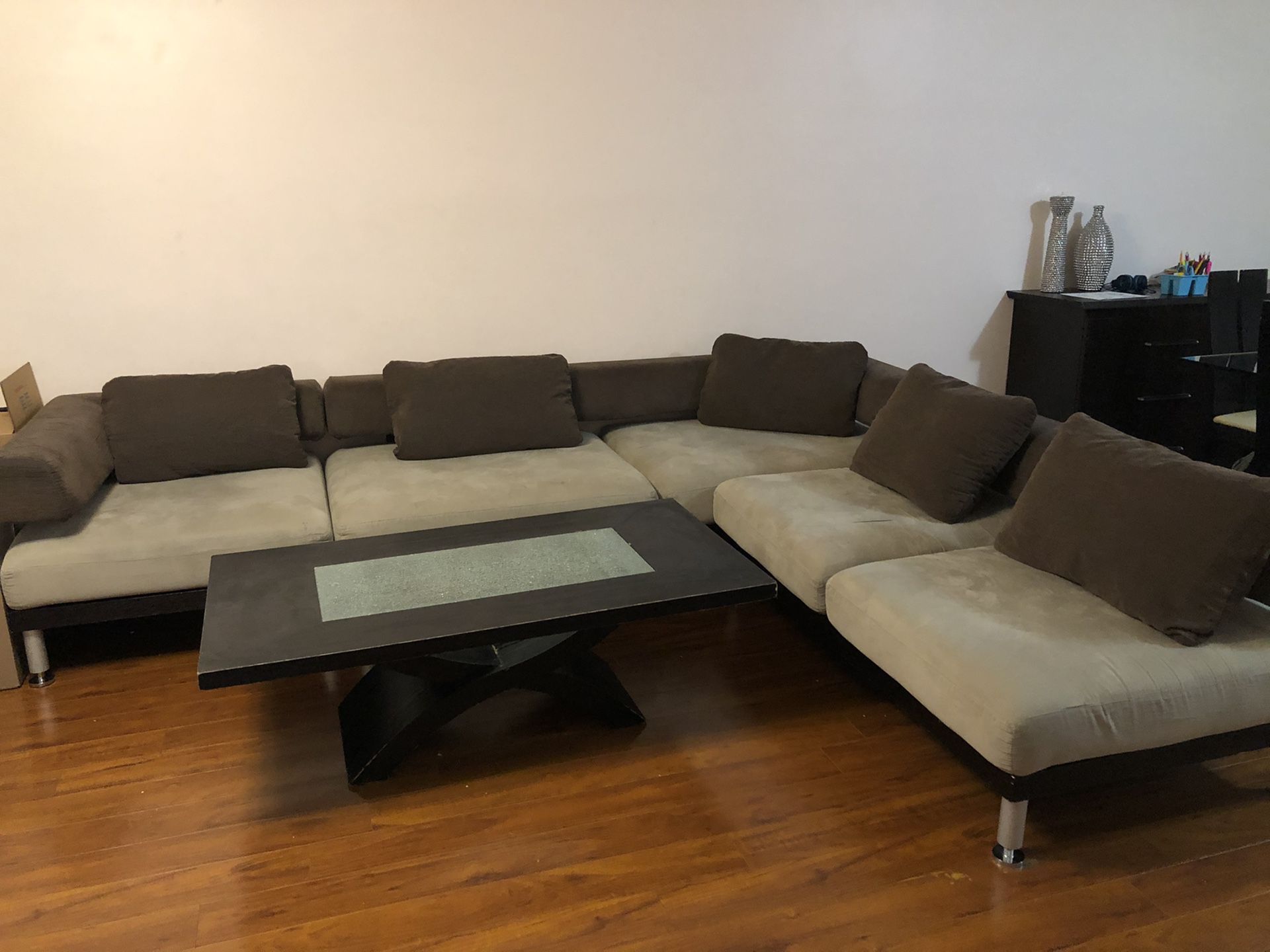 Sectional couch and coffee table (sold separately)