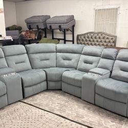 New 116x116 Fabric Recliner Sectional Couch / Free Delivery 