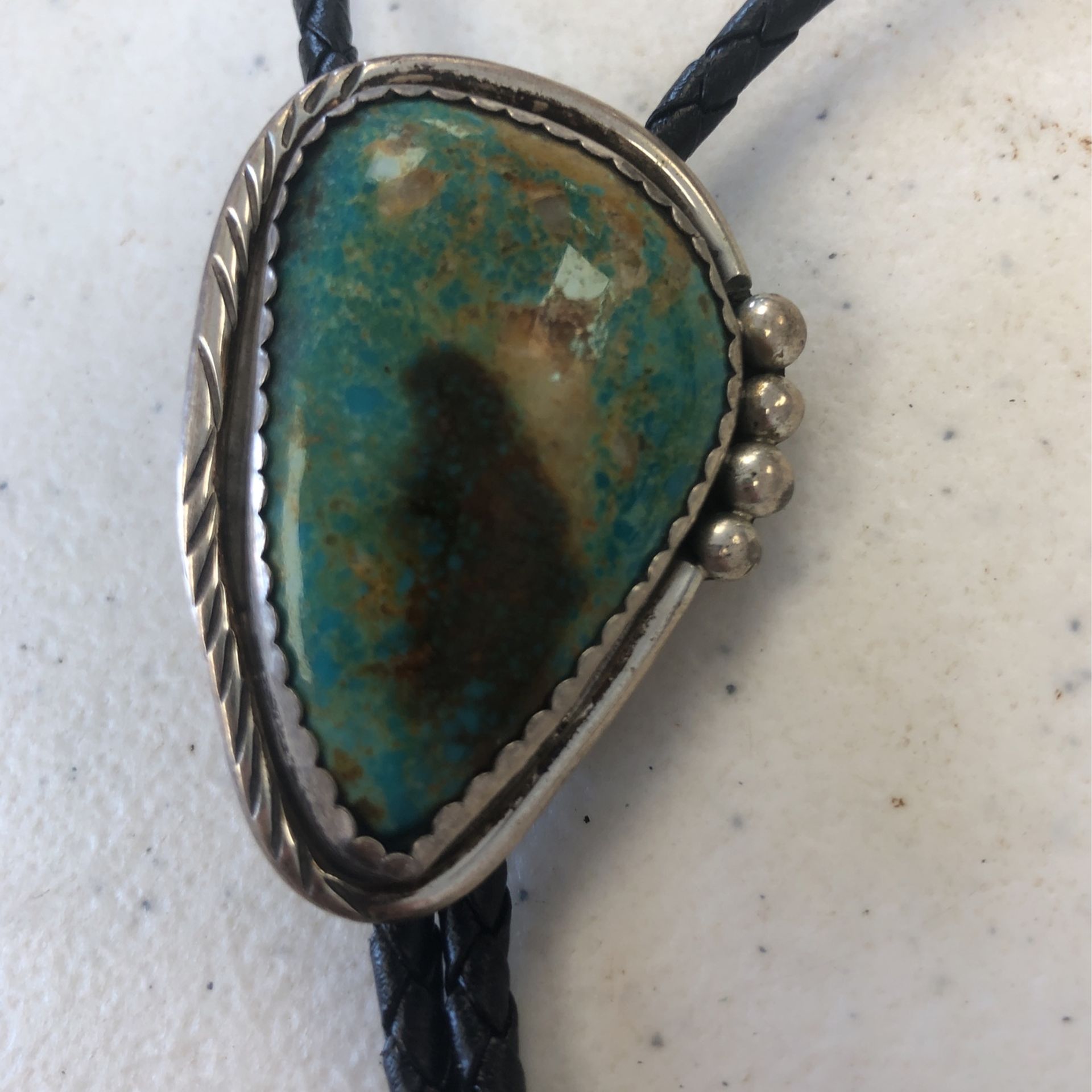 Turquoise Bo Lo Tie Marked R