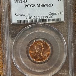 1992-D Lincoln Cent PCGS MS67RD