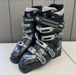 Technica Duo 70 Womens 6-7.5 302 MM Ski Boots Adjustable Black Silver Italy GUC