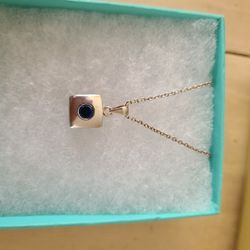Authentic Tiffany Necklace With Sapphire 20 In 