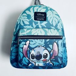 Disney Lilo & Stitch Blue Tropical Leaves Mini Backpack