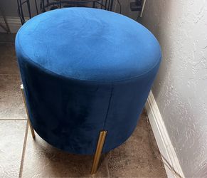 Blue Velvet Stool/Ottoman