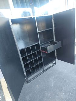 Harvey Mid Century Modern Bar Cabinet / Wine Storage Cabinet