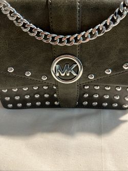 Michael Kors Greenwich Small olive GreenDistressed Leather Crossbody Bag Purse. 