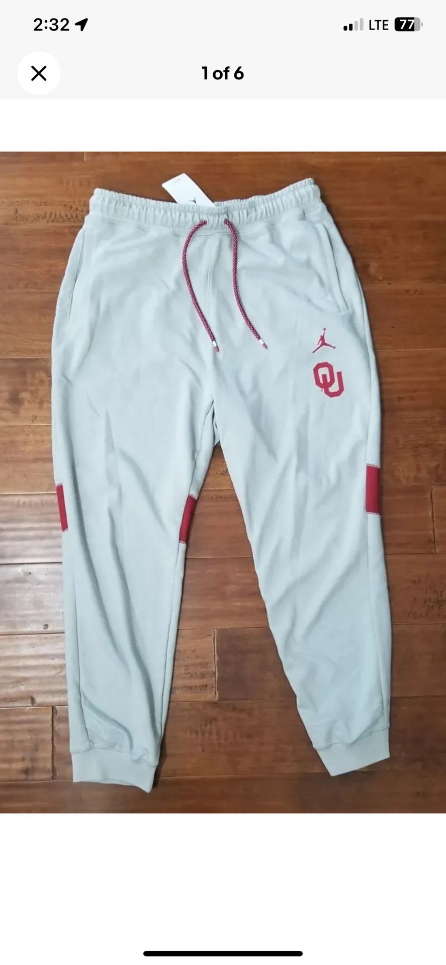 Jordan NCAA Oklahoma Sooners fleece jogger sweatpants Mens NEW CZ5201-052