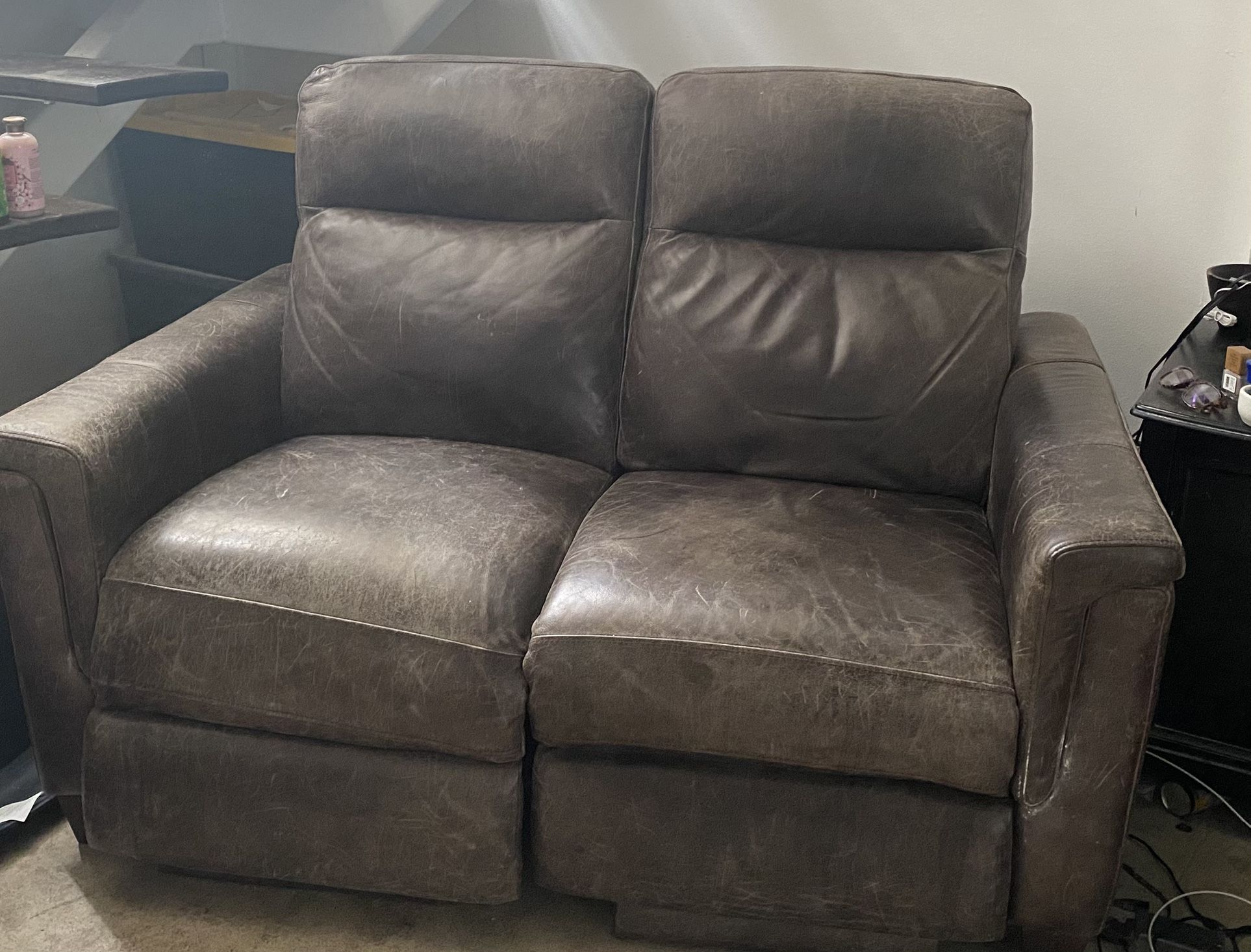Real Leather Recliner Loveseat