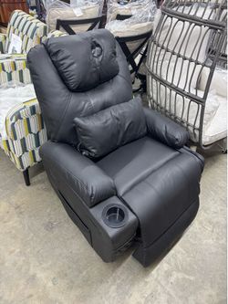 Black Power Lift Recliner Chair with 8-Point Massage and Heating,Living Room Chair with Pillow