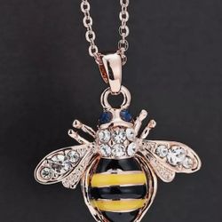 Honey Bumblebee Crystal Pendant Chain Necklace