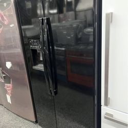 New Open Box GE Black Side By Side Counter Depth Refrigerator 