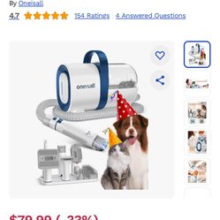 Pet grooming kit with vacuum