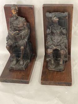 Vintage don quixote hand carved book ends