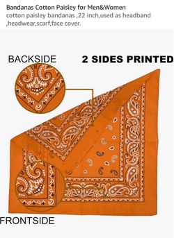 Orange Cotton Paisley Bandana