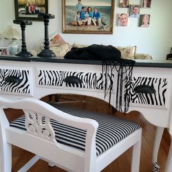 Zebra & Roses Vanity Or Desk